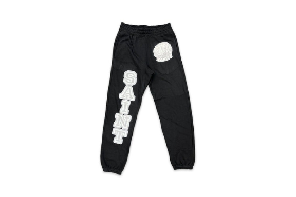 Saint-Vanity-Logo-Sweatpants-Black-Grey.jpg Saint Vanity Logo Sweatpants Black & Grey - Image 1